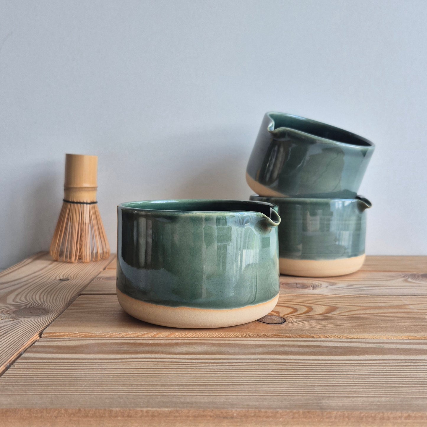 Žalias matcha puodelis